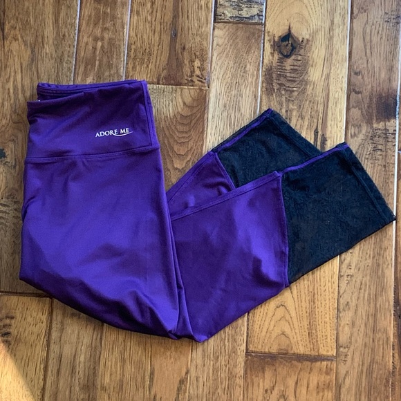 Adore Me | Purple & Black Lace Capris | Sz L - Picture 2 of 12